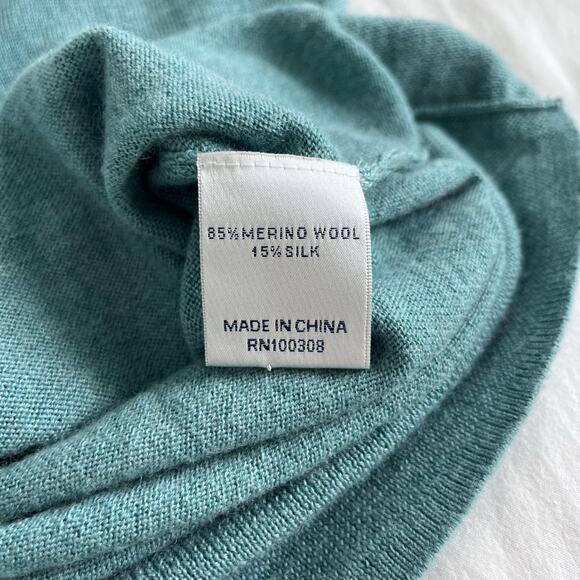 Peter Millar Crown Soft Teal Blue 1/4 Zip Silk Merino Wool Blend Sweater Size XL - Picture 7 of 12